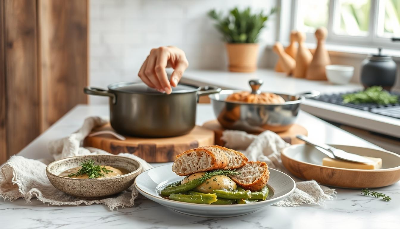 Quick weeknight dinner prepared in a home kitchen